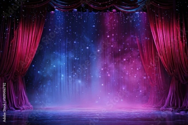 Obraz Stage illuminated by vibrant light