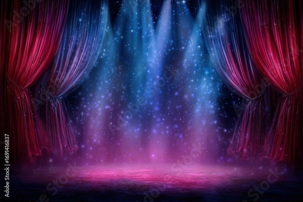 Obraz A stage backdrop with vibrant lighting effects