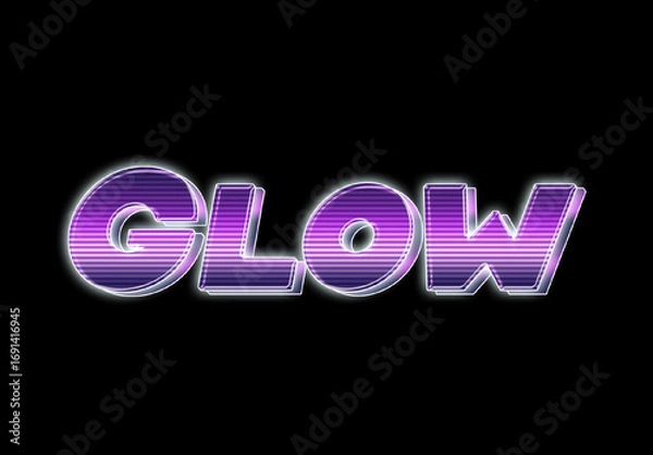 Fototapeta Purple Retro Neon Font Striped Gradient Text Effect