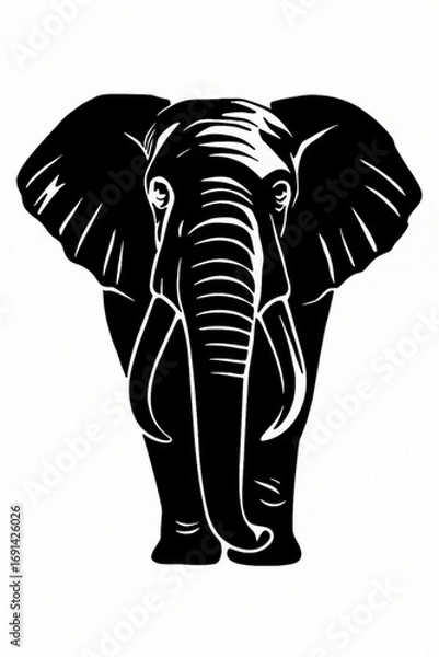 Fototapeta  Discover a captivating black and white elephant illustration that embodies the strength and grace of this iconic animal. Perfect for art lovers, wildlife enthusiasts, and those seeking impactful ...