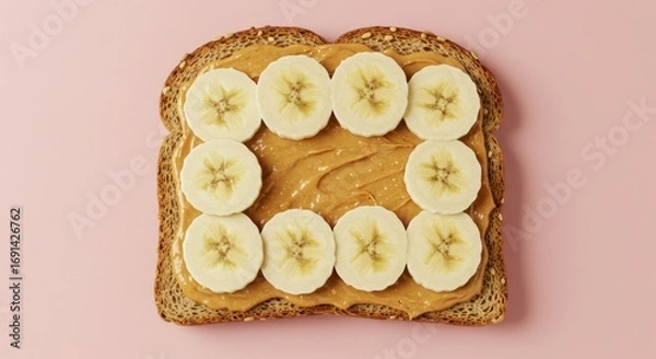 Fototapeta Banana and Peanut Butter Toast A Healthy and Delicious Snack