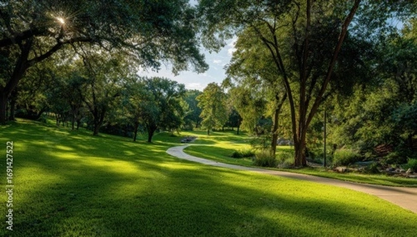 Fototapeta Sunlight-drenched park path