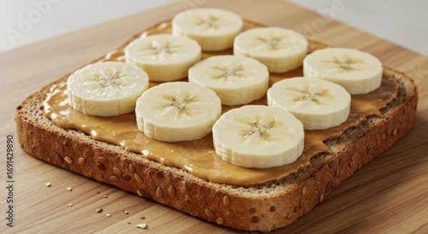 Fototapeta Peanut Butter and Banana Toast A Nutritious Treat