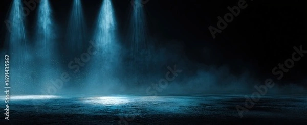 Fototapeta Empty stage lit by three spotlights