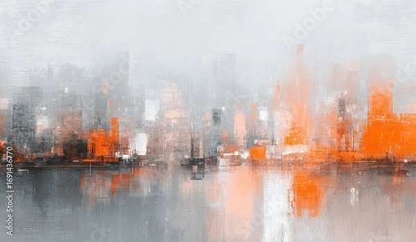 Fototapeta Abstract cityscape painting with muted colors