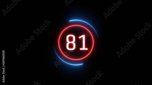 Fototapeta Glowing 81 number illustration. Counting number text illustration.