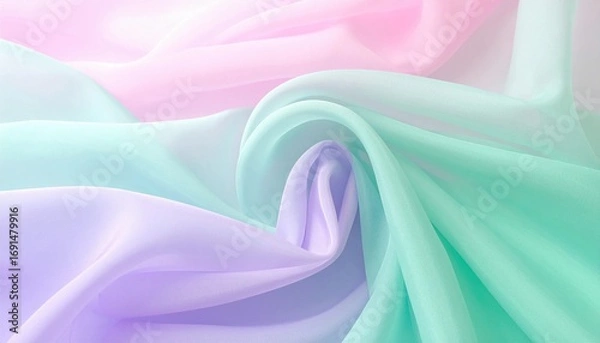 Fototapeta パステルカラー グラデーション 柔らかい ふわふわ 優しい 質感 シルク サテン シフォン 軽やか ドレープ 夢幻的 フェミニン ロマンチック 癒し 春 パステル調 淡い 透明感 美しい 優雅