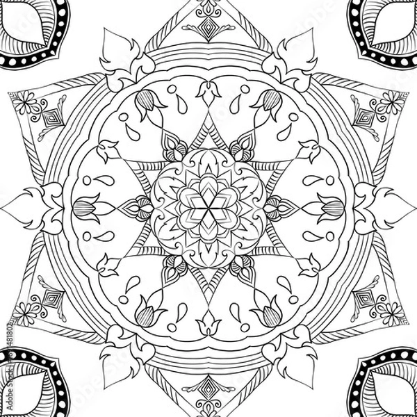 Obraz ornamental round frame with floral ornament