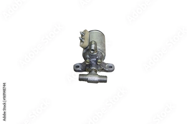 Fototapeta Electromagnetic valve engine stop of the vehicle  on an isolated white background