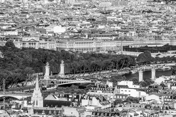 Fototapeta Aerial view over Alexandre III Bridge and River Seine in Paris