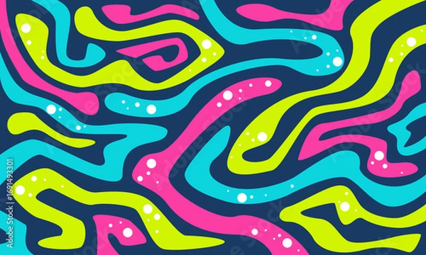 Obraz Psychedelic Wavy Lines Pattern in Neon Colors