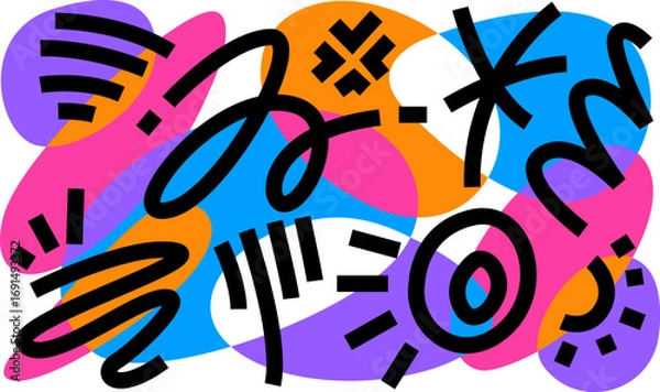 Obraz Expressive Abstract Graffiti-Inspired Pop Composition