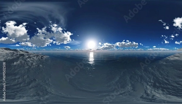 Fototapeta Panoramic view of a serene sunset over a vast ocean