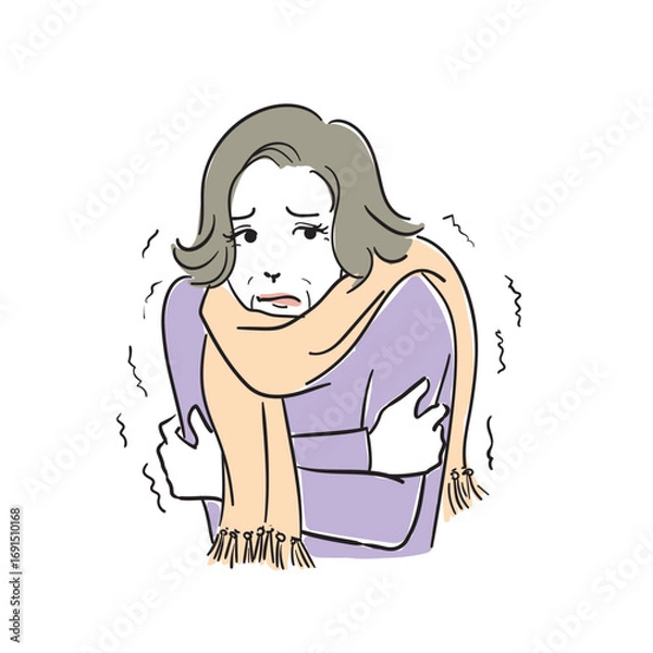 Obraz 体調不良のシニア大人女性　　冷え症