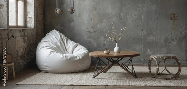 Fototapeta  A Raw and Modern Aesthetic with Comfortable Seating