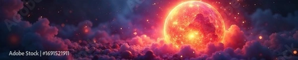 Fototapeta Ethereal flames dance within a mystical, glowing orb, a surreal spectacle of burning magic The vibrant hues shift and shimmer, hinting at an otherworldly power , spark, occult