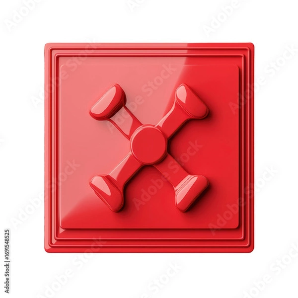 Fototapeta A close-up shot of a vibrant red symbol of security with a bold X design