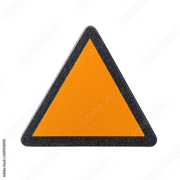 Fototapeta Bright orange triangular warning sign with textured black border