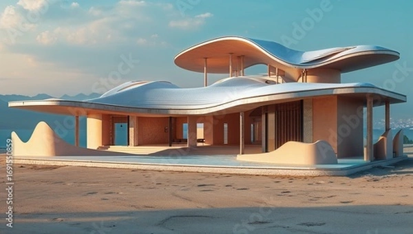 Fototapeta Futuristic Beachside Architecture