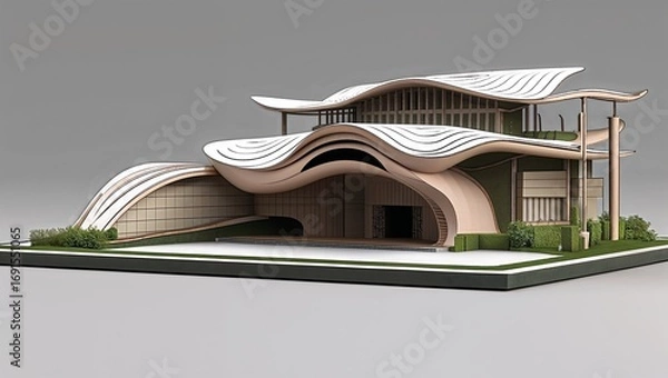 Fototapeta Futuristic Building Design Model