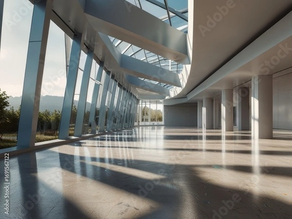 Fototapeta Futuristic Glass Corridor with Modern Architectural Design