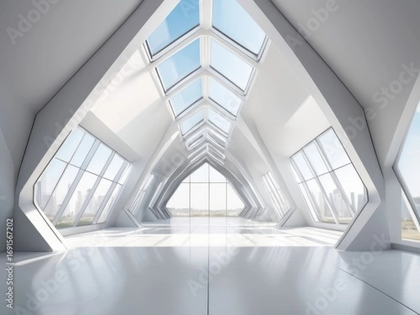 Fototapeta Futuristic Glass Corridor with Modern Architectural Design