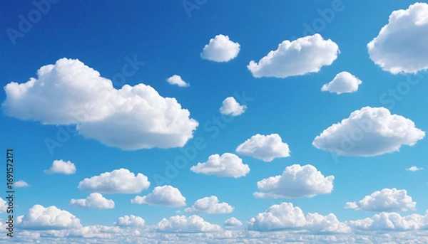 Fototapeta Calming sky scene with puffy clouds creating serene atmosphere for nature photography relaxing visual content enhancing peaceful experiences