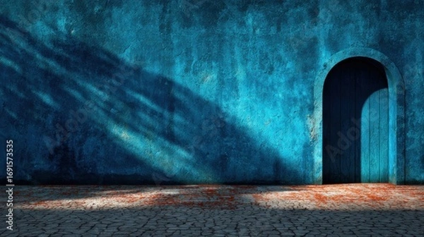 Fototapeta Teal wall archway empty space
