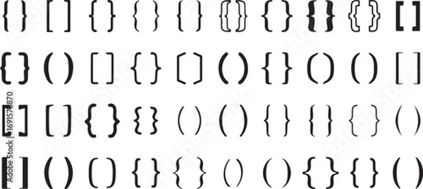 Fototapeta Bracket Icons, Symbol Patterns, Vector Art, Black White Designs, Retro Classic, Minimalist Shapes, Line Art, Modern Graphics, Detailed Illustrations, Unique Arrows, Simple Designs, Crisp Elements, Dec