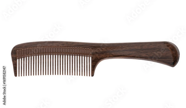 Obraz Brown plastic comb isolated on transparent background