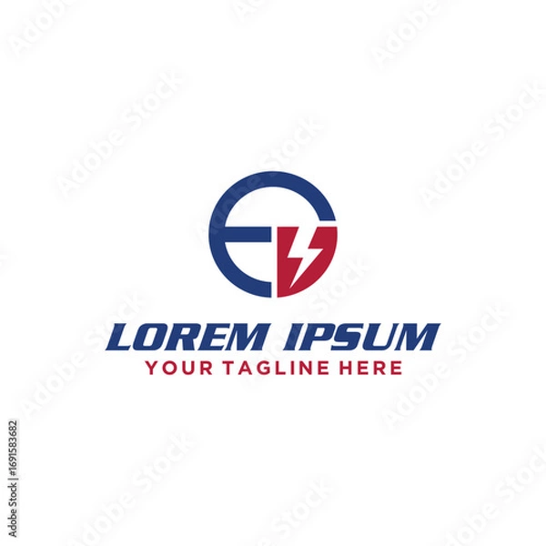 Fototapeta Electric Power Logo Design – Modern EG Monogram with Lightning Bolt