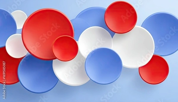 Fototapeta Abstract Circles Red White and Blue