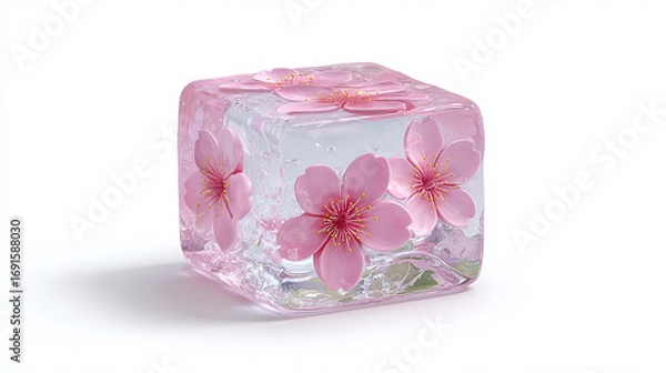 Obraz 樱花冰块唯美特写