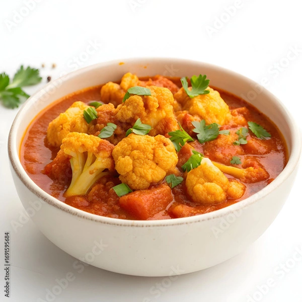 Fototapeta Delicious Indian curry made with cauliflower florets simmered in a spiced tomato gravy. Perfect with rice,