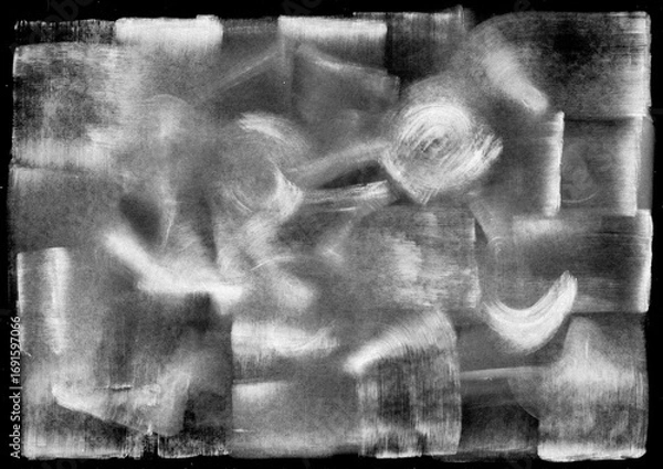 Fototapeta Abstract black and white ink brush stroke texture background. Grunge rough textured backdrop for overlay.