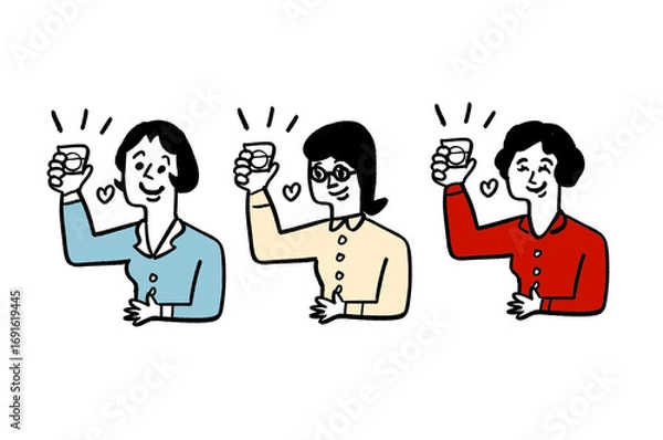 Obraz 今日もお疲れ様　女性たちの乾杯セット