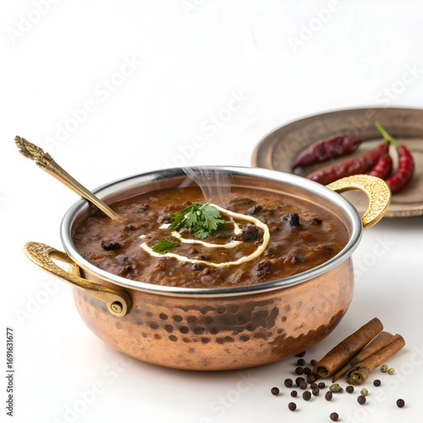 Obraz Rich, creamy North Indian curry made with black lentils and kidney beans, slow-cooked with butter,