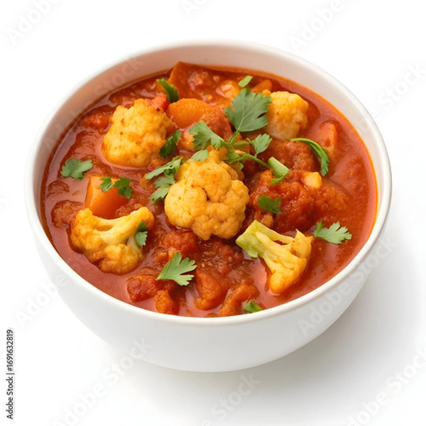 Obraz Delicious Indian curry made with cauliflower florets simmered in a spiced tomato gravy. Perfect with rice,