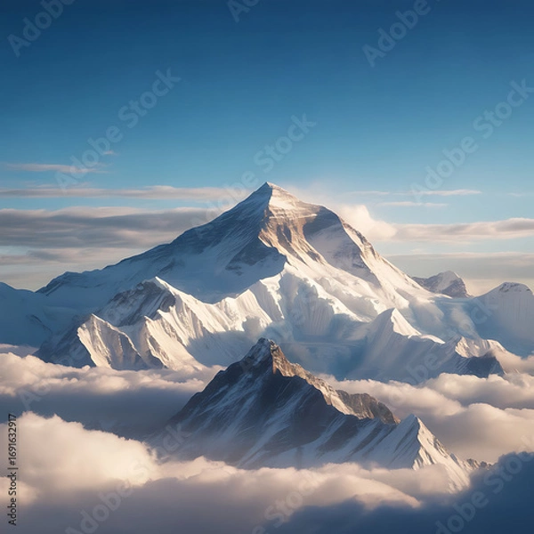 Fototapeta The climb may be tough, but the view from the top is always worth it. This majestic peak rises above the clouds, a true symbol of nature's power and tranquility. Remember to seek new heights and find 