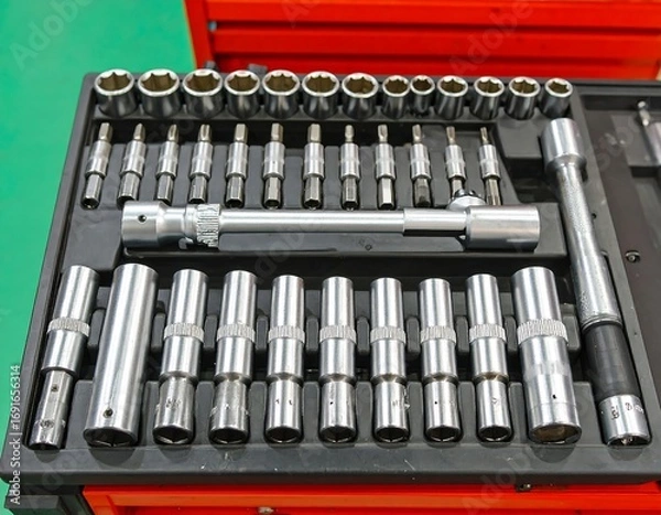 Fototapeta Tool Kit Sorted In Tray