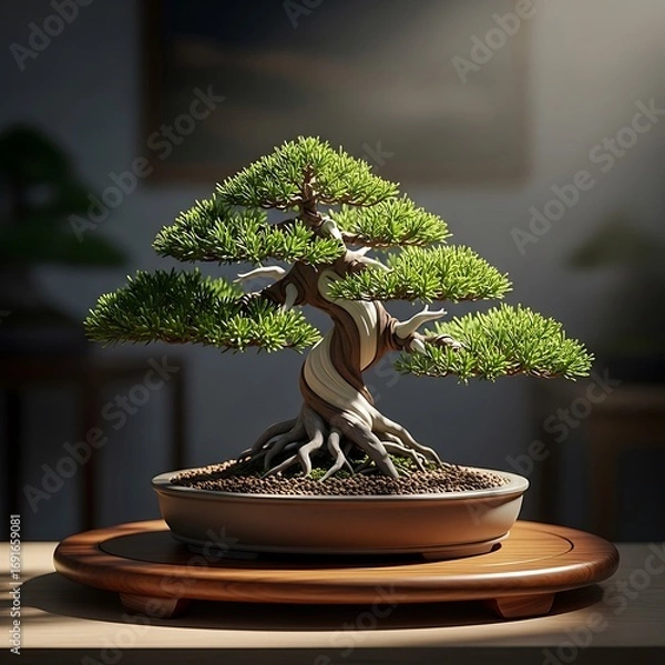 Fototapeta Serene Bonsai Tree - A Symbol of Harmony and Balance.