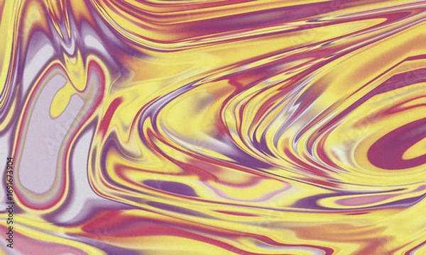 Fototapeta Vibrant liquid swirls of yellow purple and pink creating abstract marbled surface texture