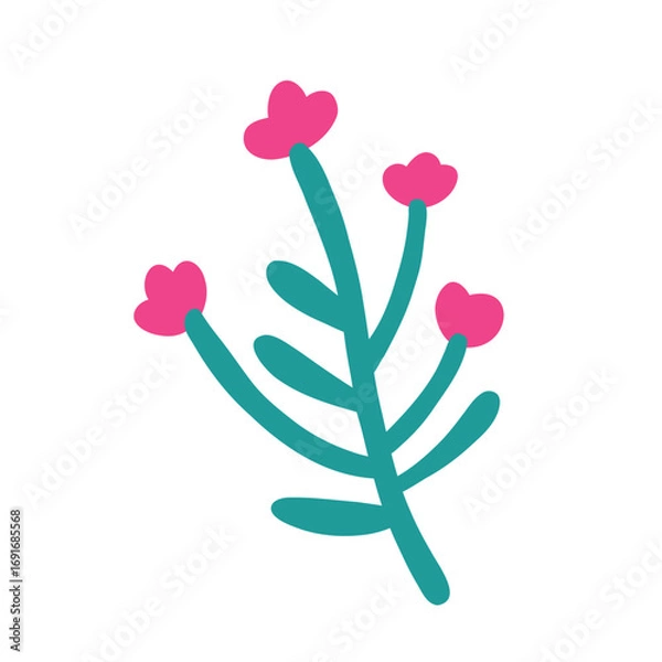 Fototapeta Simple floral branch for modern design, cute floral element for spring cards