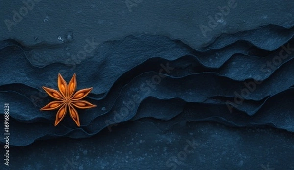 Fototapeta Dark, textured, abstract background with star anise
