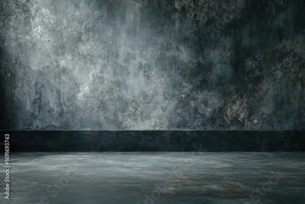 Obraz Empty room with textured concrete walls and floor