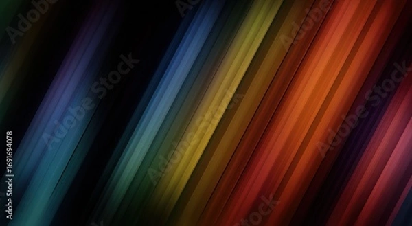 Obraz Diagonal rainbow stripes on dark background