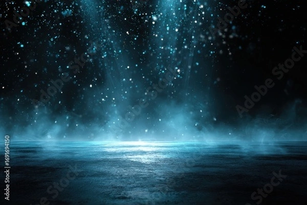 Obraz Blue light show on a dark surface