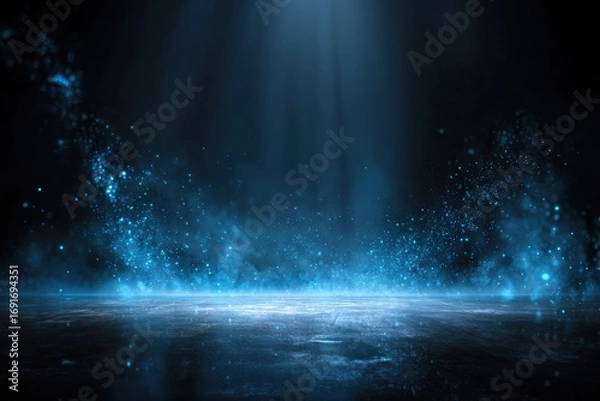 Obraz Dark, futuristic scene with blue light