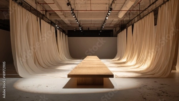 Obraz Empty runway with draped fabrics