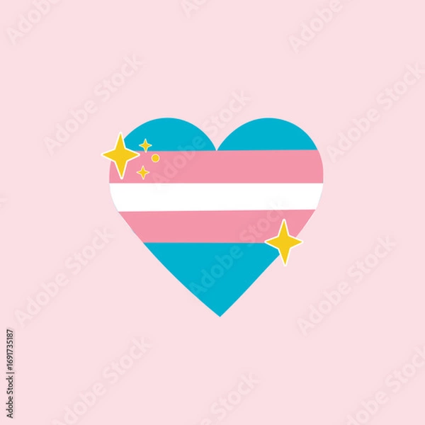 Fototapeta corazón con bandera lgbt trans con brillos 